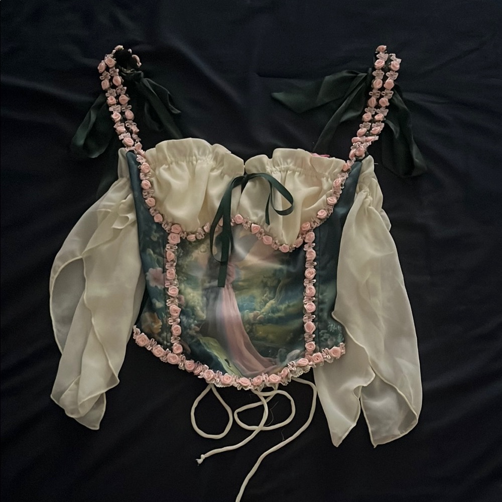 Sugar Thrillz Corset Top with Sheer Sleeves